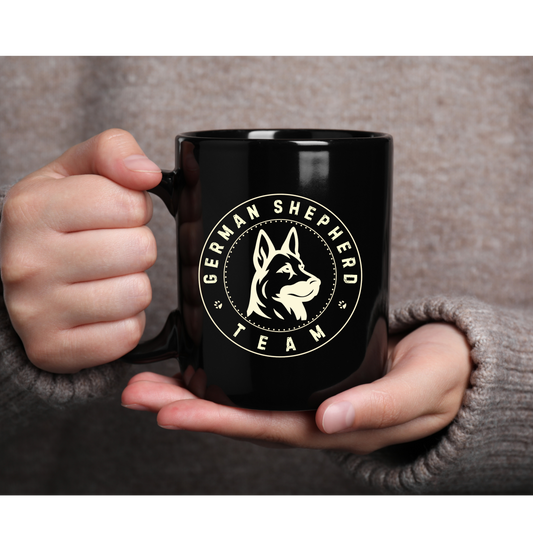 German Shepherd Team Logo- Black Glossy Mug