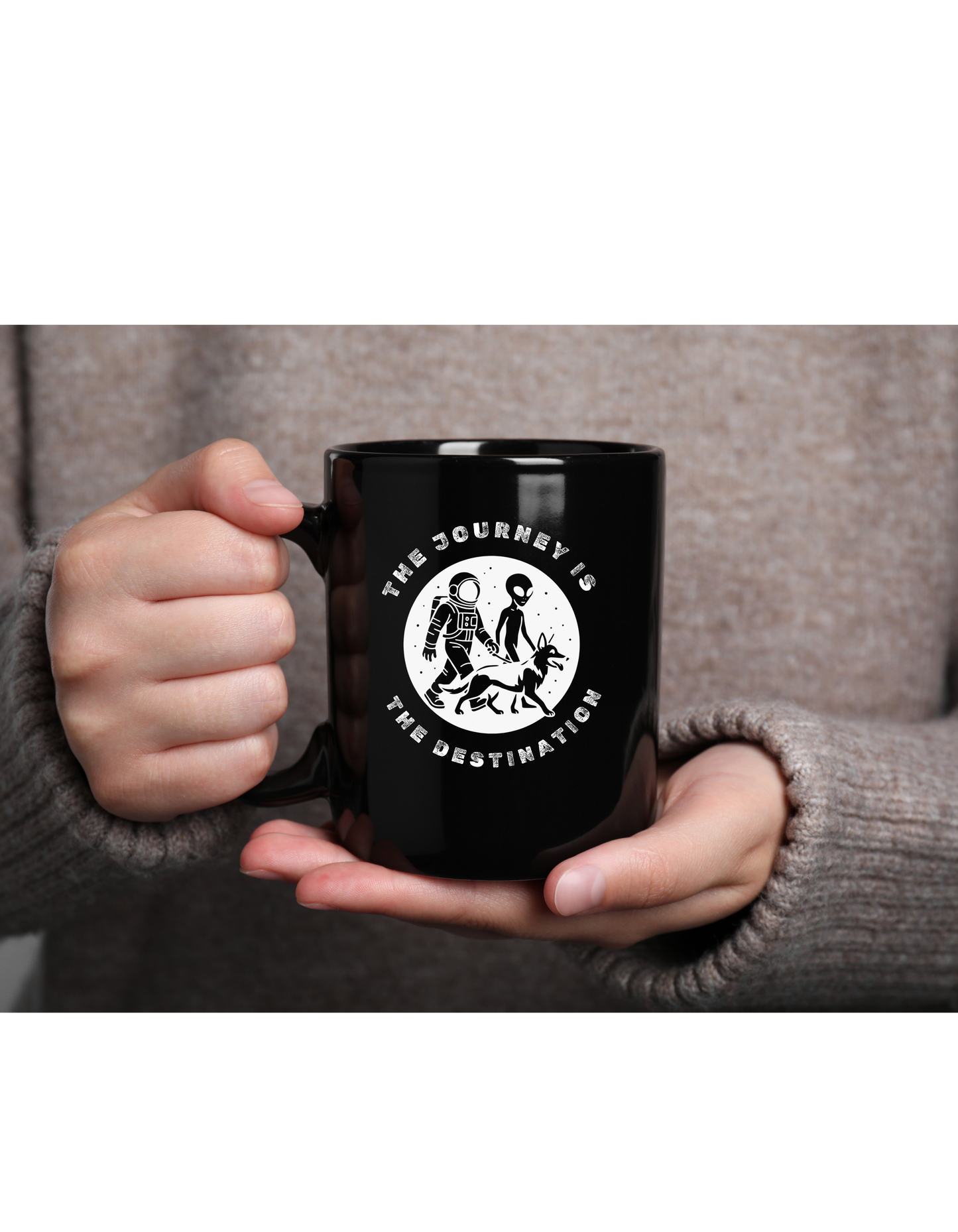 The Journey is The Destination- Black Glossy Mug