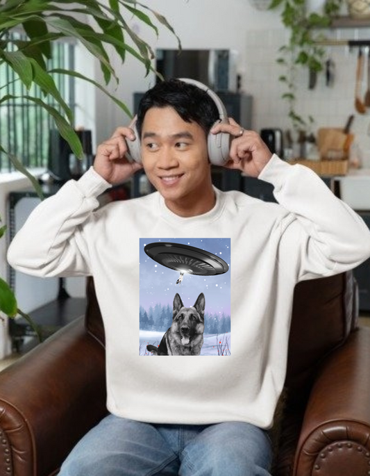 UFO and German Shepherd- Funny Sweatshirt