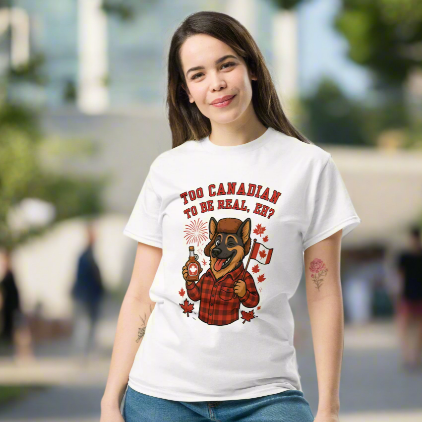 Too Canadian To Be Real, Eh?- White T-Shirt