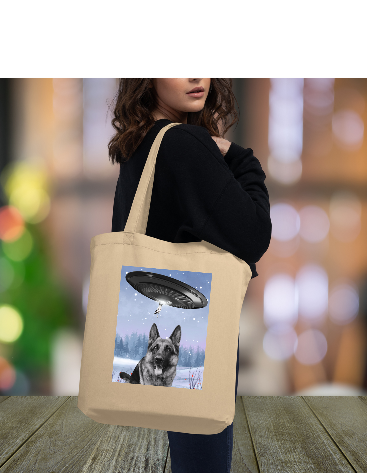 UFO and German Shepherd- Eco Tote Bag