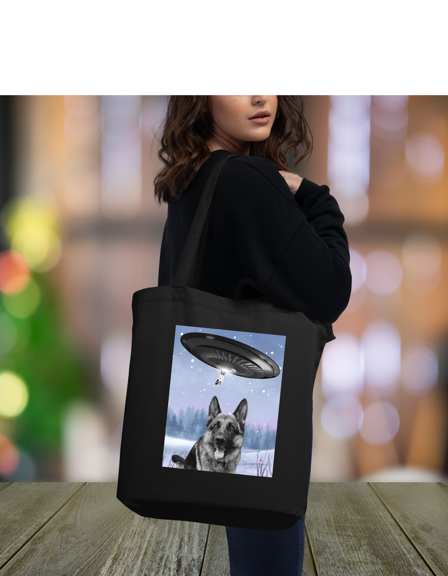 UFO and German Shepherd- Eco Tote Bag