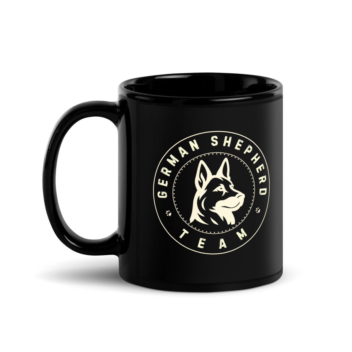 German Shepherd Team Logo- Black Glossy Mug
