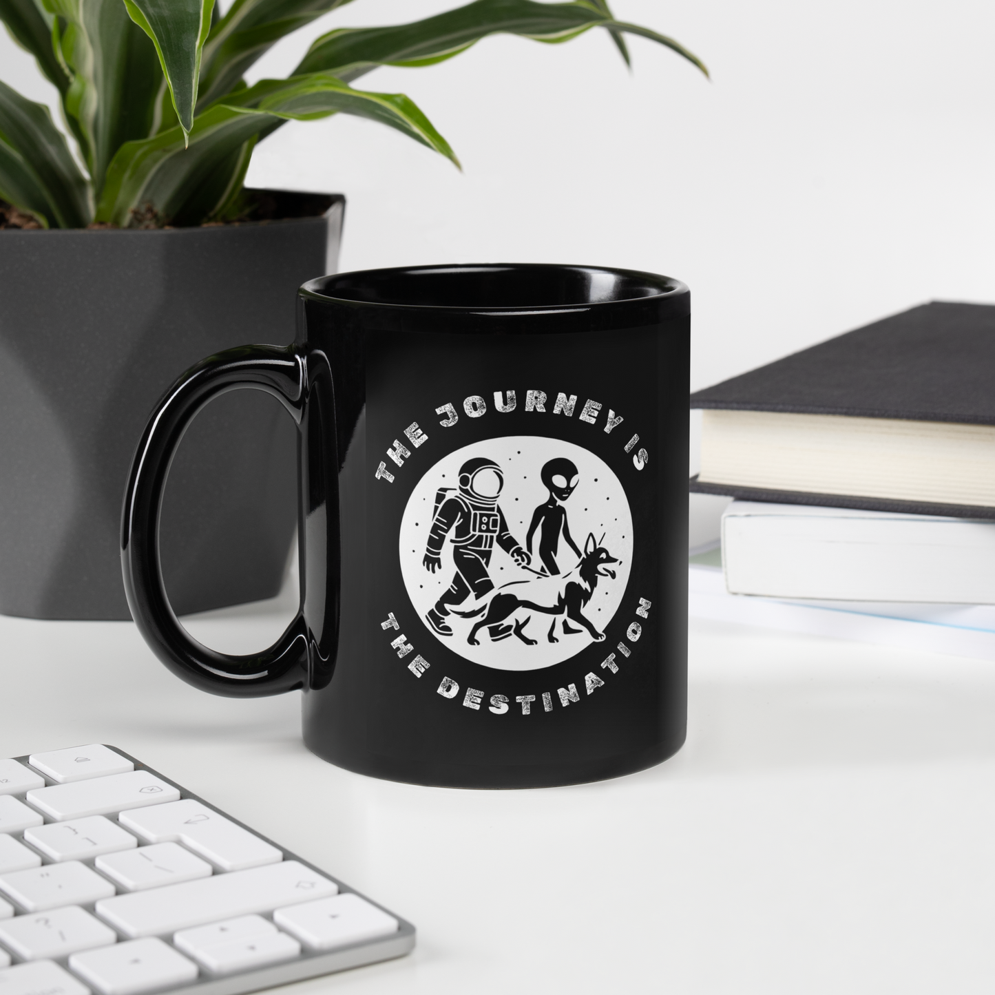 The Journey is The Destination- Black Glossy Mug