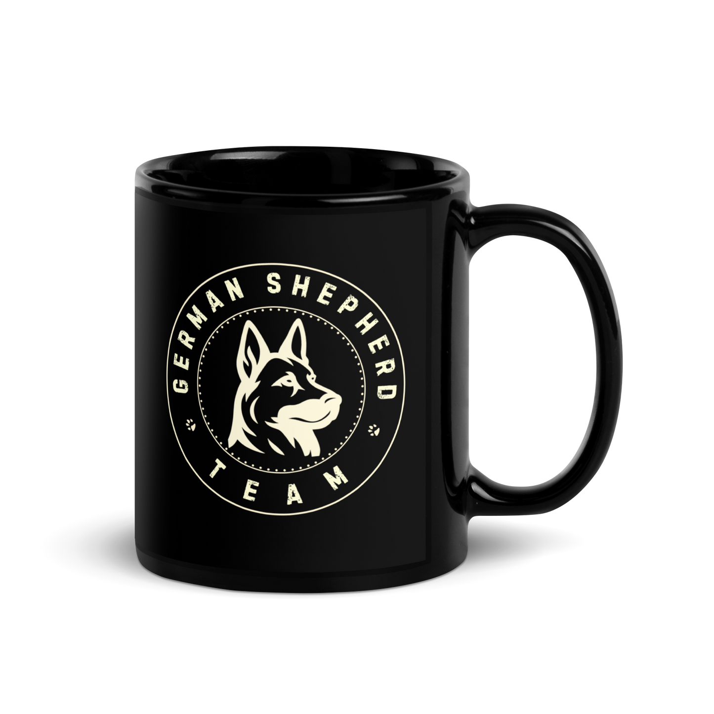 German Shepherd Team Logo- Black Glossy Mug