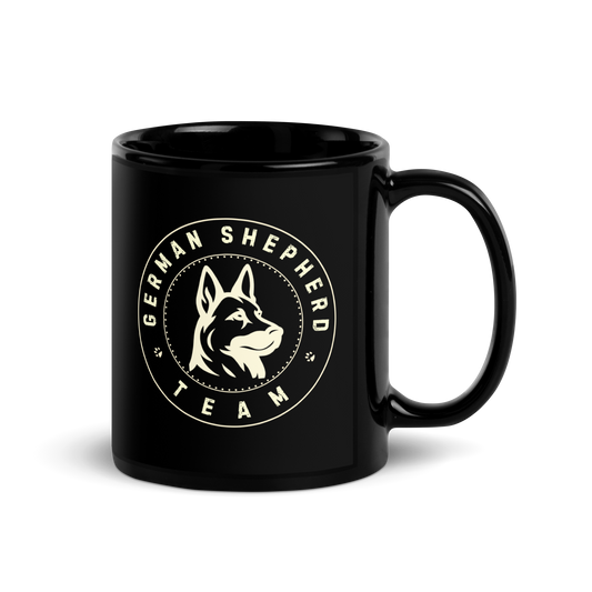 German Shepherd Team Logo- Black Glossy Mug