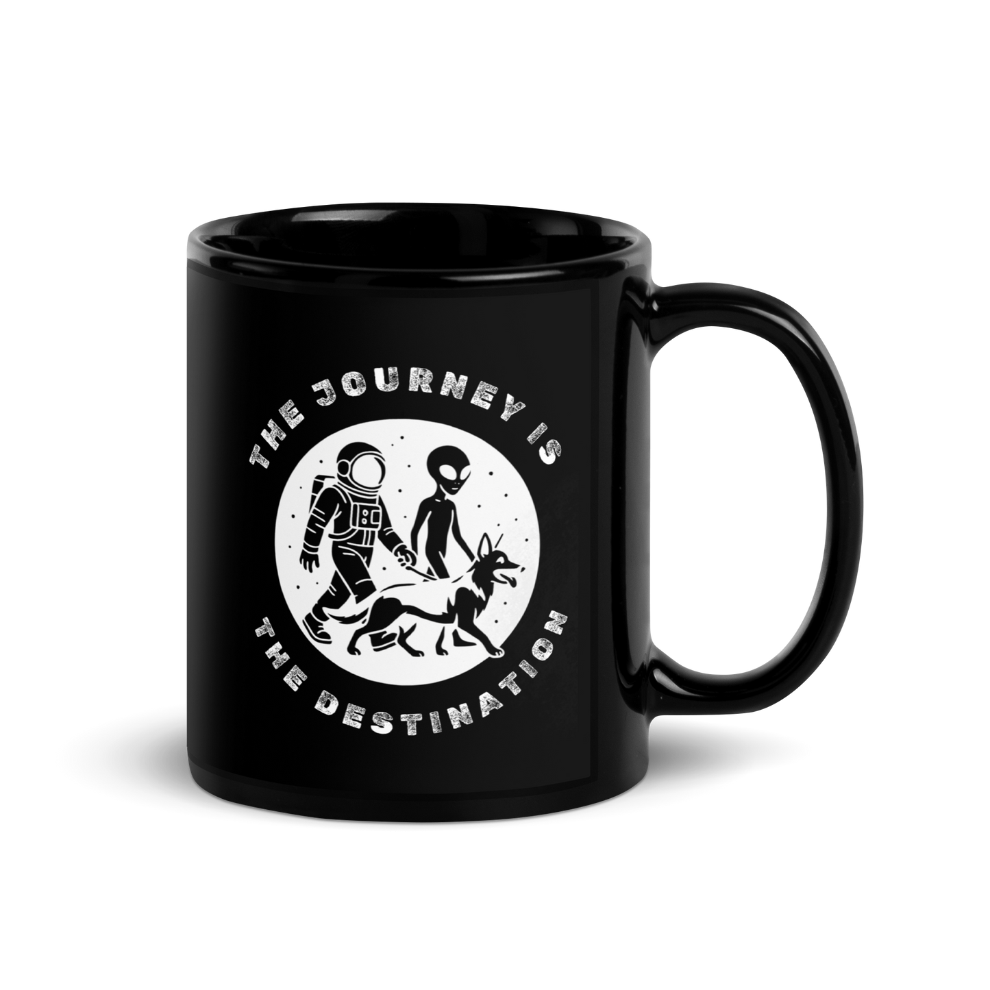 The Journey is The Destination- Black Glossy Mug