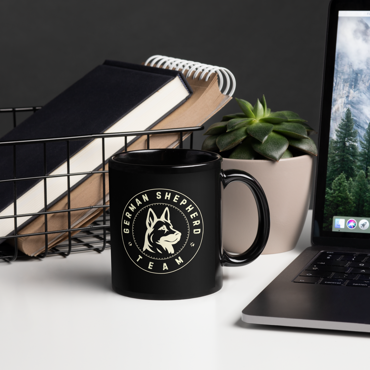 German Shepherd Team Logo- Black Glossy Mug